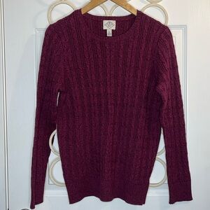 ❤️ST JOHN’s BAY cable knit sweater women’s L petite deep burgundy cotton